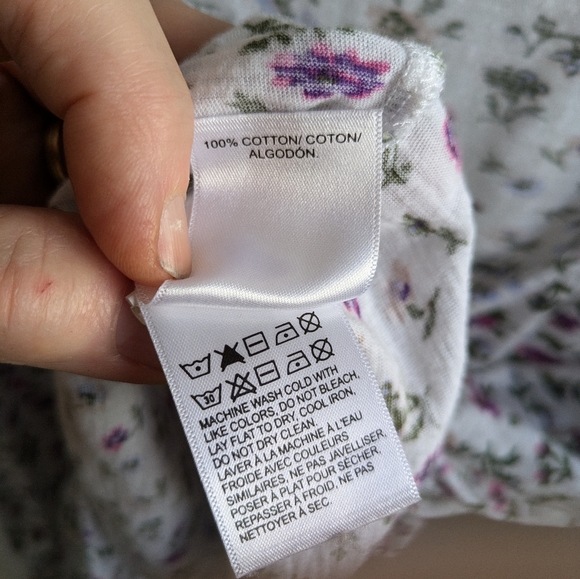 Lucky Brand cotton floral boho white-pink top, sz M - Picture 11 of 11